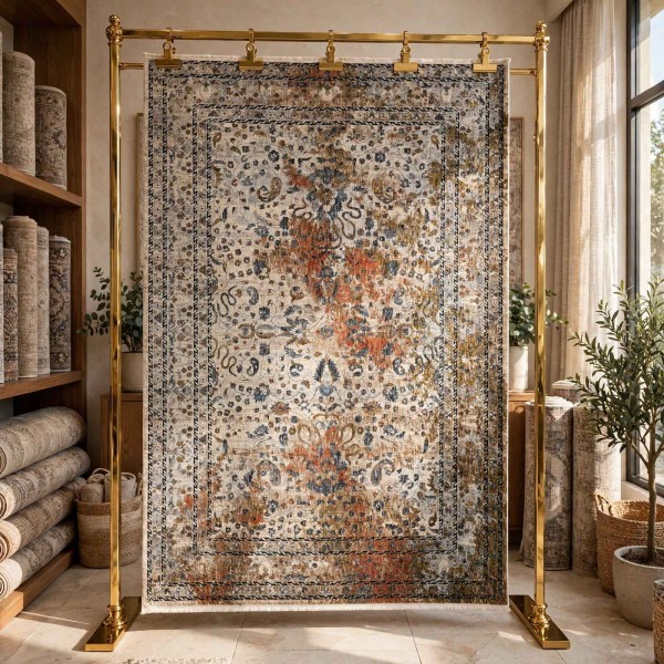 سجاد هانوفر بوهيمي تركي KR24C بيج مولتي روز مقاس 150*220