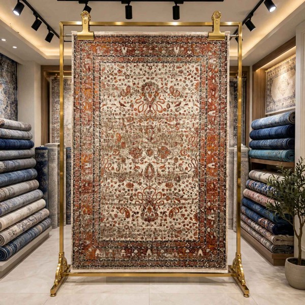 سجاد هانوفر بوهيمي تركي KR24B كريم زهري مقاس 250*350