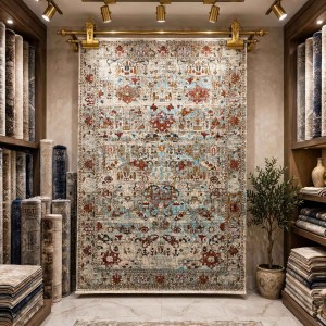 سجاد هانوفر بوهيمي تركي KR28B كريم برتقالي مقاس 150*220