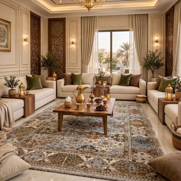سجاد هانوفر بوهيمي تركي KR29A بيج اخضر مقاس 300*400