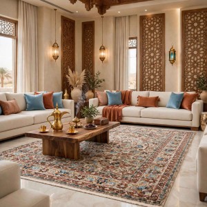 سجاد هانوفر بوهيمي تركي KR31A بيج احمر مقاس 300*400