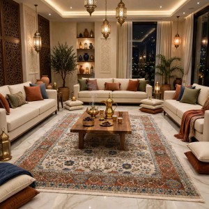 سجاد هانوفر بوهيمي الهبة تركي KR32A بيج مولتي روز مقاس 150*220