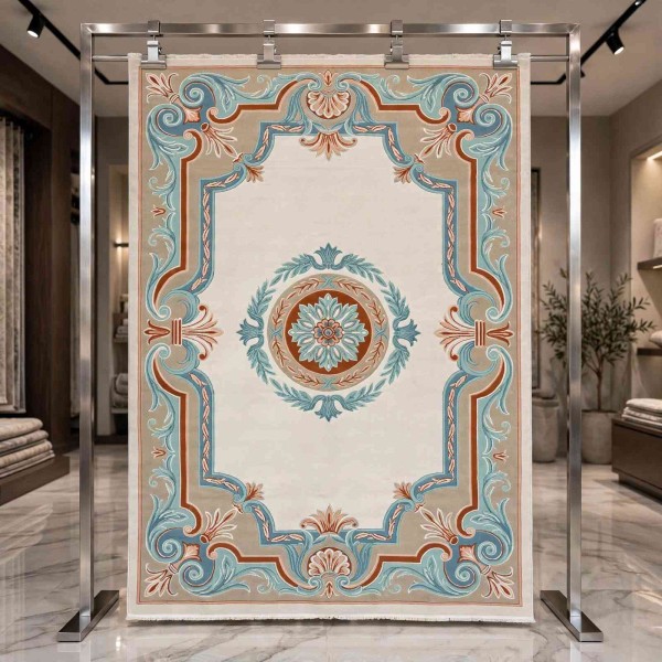 HILTON Turkish Rug 43759A CREAM AQUA Size 80*150