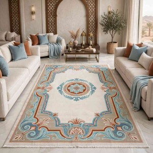 HILTON Turkish Rug 43759A CREAM AQUA Size 80*150