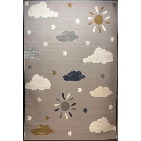 Turkish childrens rug Kids Plus 41565A Light gray size 120*170