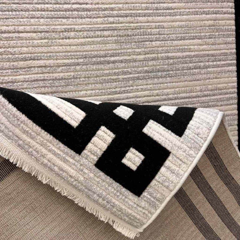 Modern Turkish Hotel Rugs Lauren F414C Cream black Size 100*200