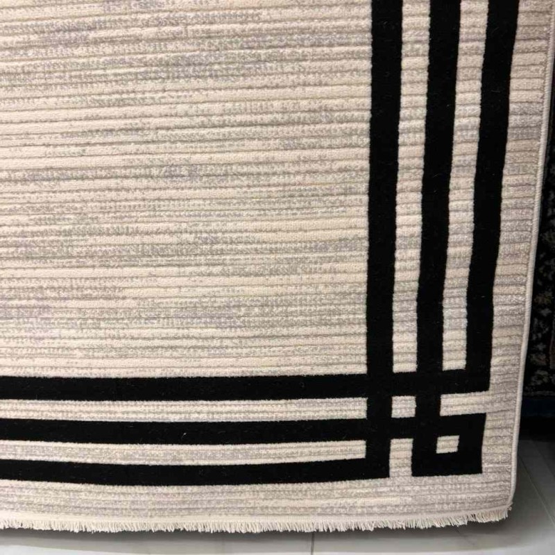 Modern Turkish Hotel Rugs Lauren F414C Cream black Size 100*200