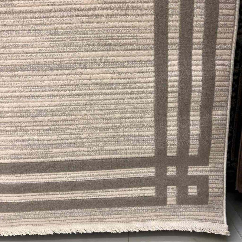 سجاد تركي مودرن فندقي لورين F414C كريم رصاصي مقاس 250*350