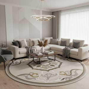 سجاد تركي لافندر N0598A بيج دائري مقاس 200*200