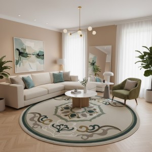 سجاد تركي لافندر N0598A اخضر دائري مقاس 200*200