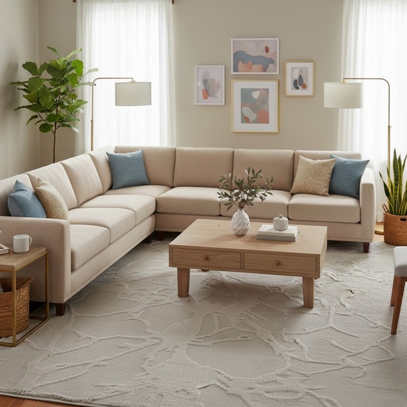 سجاد خيش لوفر تركي E089A كريم مقاس 300*400