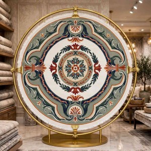 Hilton 43759A Turkish rug cream green round size 150x150 cm
