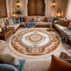 سجاد تركي هيلتون 43759A كريم تيرا دائري مقاس 150*150 سم