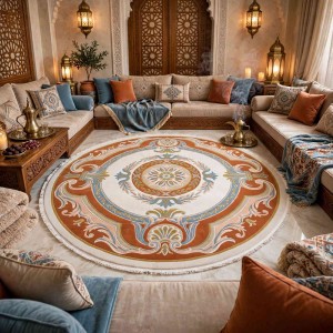 سجاد تركي هيلتون 43759A كريم تيرا دائري مقاس 150*150 سم