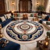 Hilton 43759A Turkish rug NAVY GREEN round size 200*200 cm