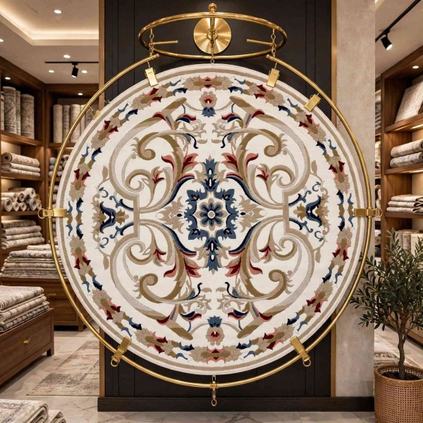 MOLER HN75B Turkish rug WHITE round size 150x150 cm
