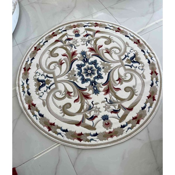 MOLER HN75B Turkish rug WHITE round size 150x150 cm
