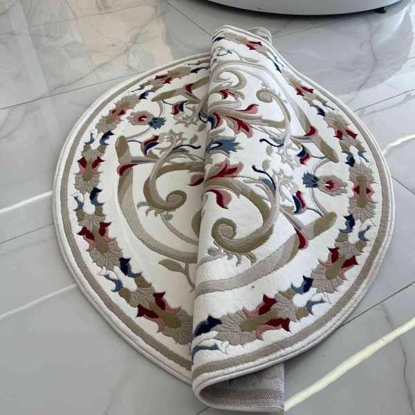 MOLER HN75B Turkish rug WHITE round size 150x150 cm