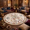 MOLER HN75B Turkish rug WHITE golgen round size 200*200 cm