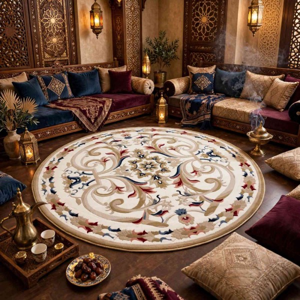 MOLER HN75B Turkish rug WHITE golgen round size 200*200 cm