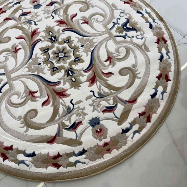 MOLER HN75B Turkish rug WHITE golgen round size 200*200 cm