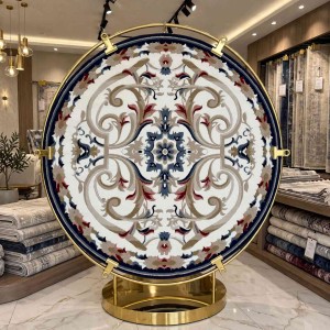 سجاد تركي مولر HN75B ابيض كحلي دائري مقاس 150*150 سم