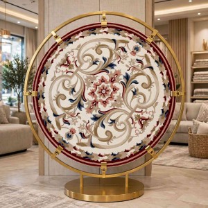 MOLER HN75B Turkish rug WHITE red round size 150x150 cm