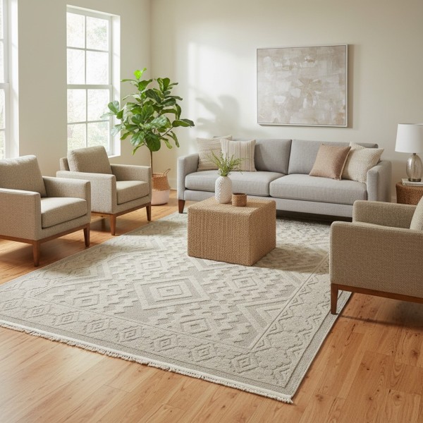 سجاد خيش بيكاسو تركي RE7507 ايفوري مقاس 150*220