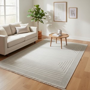Turkish PICASSO Jute Rug RE7510 IVORY Size 80*150