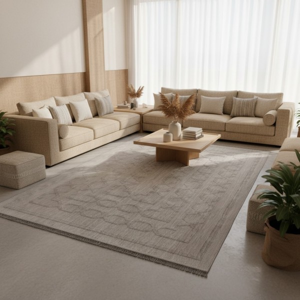 Turkish PICASSO Jute Rug RE7511 Light gray Size 80*150