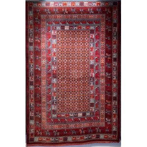 Platinum Afghan Bukhari Turkish Rug H0171B Red Size 400*500