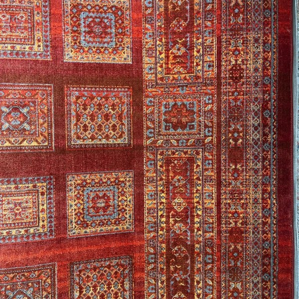 Platinum Afghan Bukhari Turkish Rug H0181B Red Size 150*220