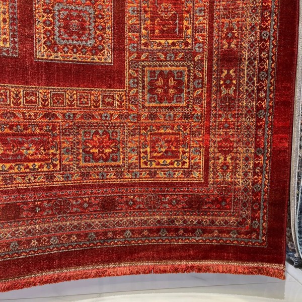 Platinum Afghan Bukhari Turkish Rug H0181B Red Size 150*220