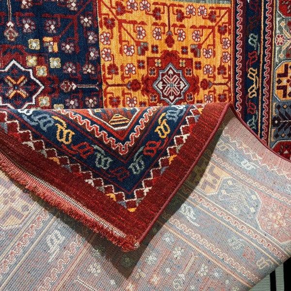 Platinum Afghan Bukhari Turkish Rug OL406C Red Size 150*220