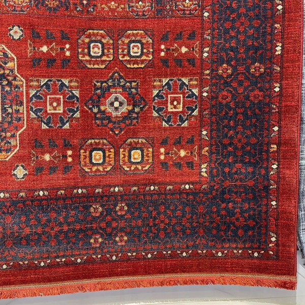 Platinum Afghan Bukhari Turkish Rug OL417B Red Size 80*150