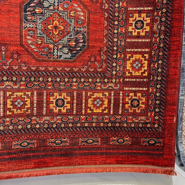 Platinum Afghan Bukhari Turkish Rug OL433A Red Size 150*220