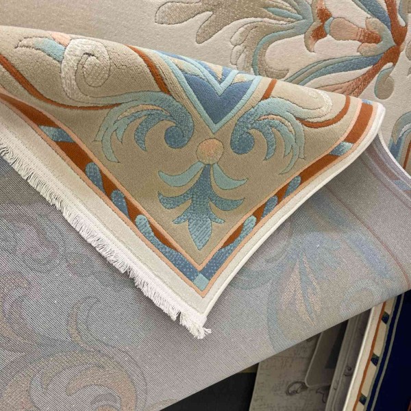RAMADA Turkish Rug Korean 43631A CREAM AQUA - 100x200 cm Area Rug