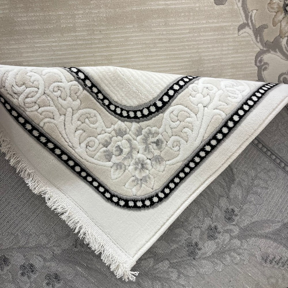 سجاد تركي لوريان 41254A كريم اسود مقاس 80*150