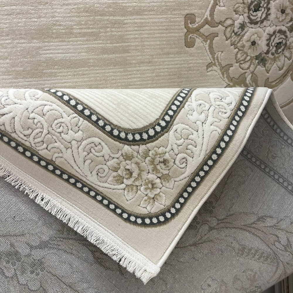 سجاد تركي لوريان 41254A بيج فاتح رصاصي مقاس 400*500