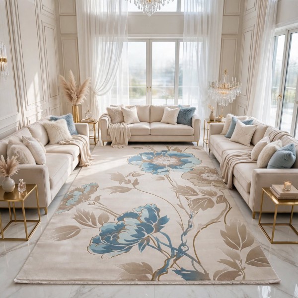 Turkish rose Carpet 43638A CREAM BROWN Size 250*350