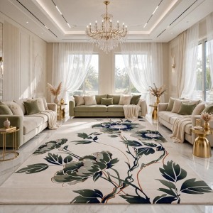 Turkish rose Carpet 43638A CREAM green Size 150*220