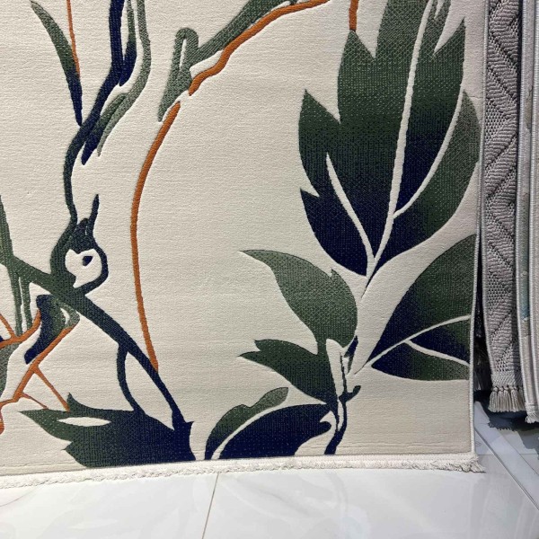 Turkish rose Carpet 43638A CREAM green Size 150*220