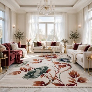 Turkish rose Carpet 43638A CREAM red Size 250*350