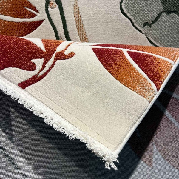 Turkish rose Carpet 43638A CREAM red Size 200*300