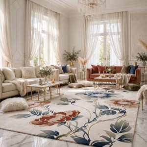 سجاد روز تركي 43638A كريم مولتي مقاس 150*220