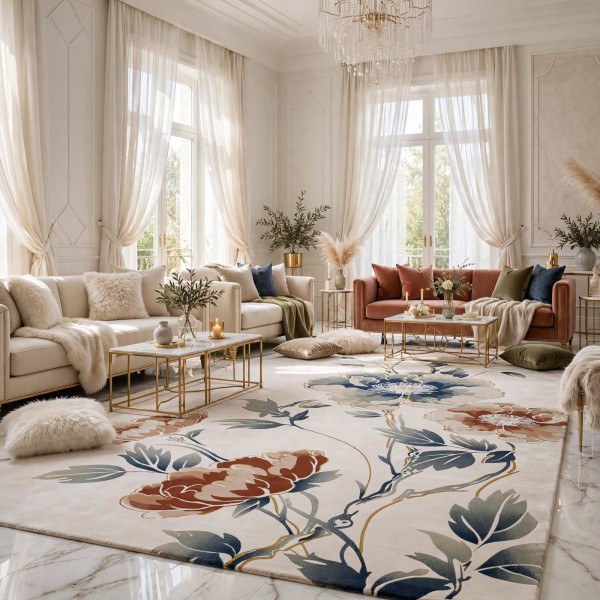 سجاد روز تركي 43638A كريم مولتي مقاس 150*220