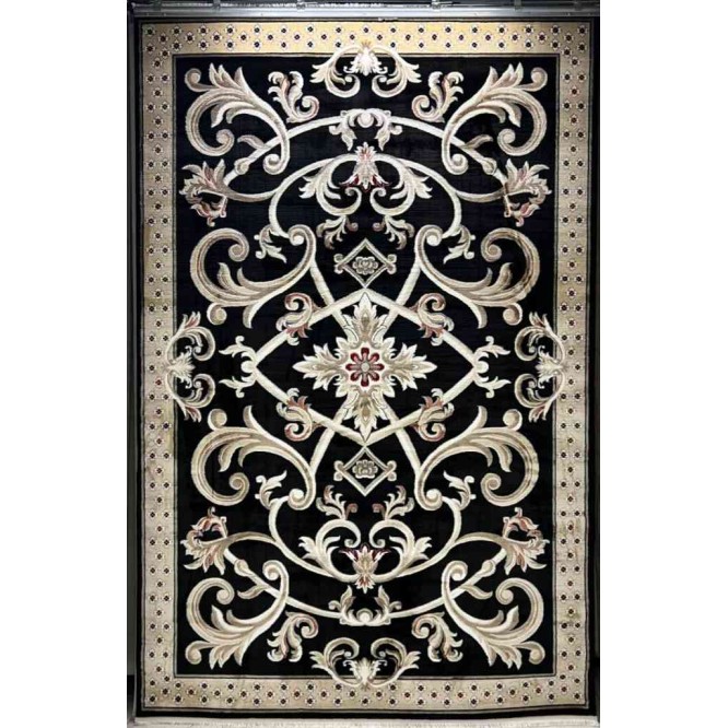 سجاد تركي سفير نقش فرنسي اسود مقاس 200*300
