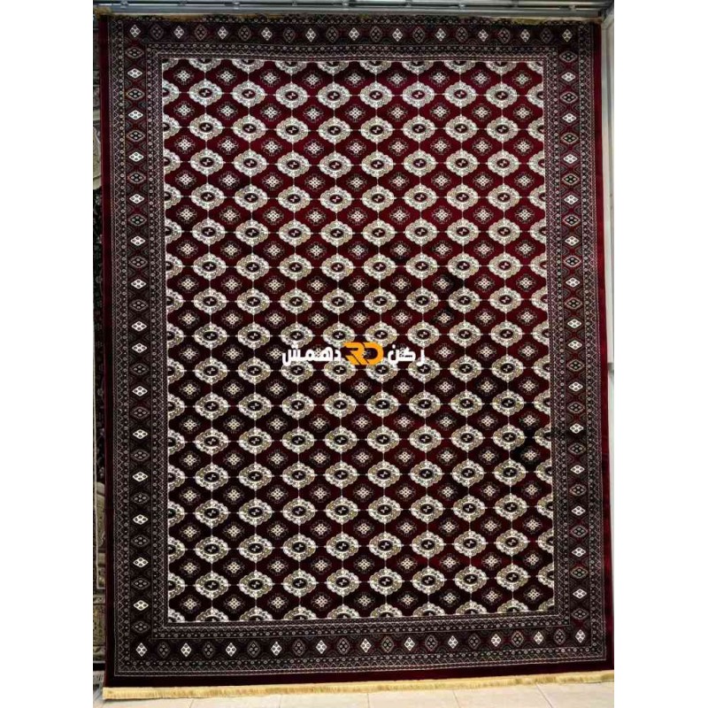 Afghan silk rug soft 2003 red Bukhara style size 400*500