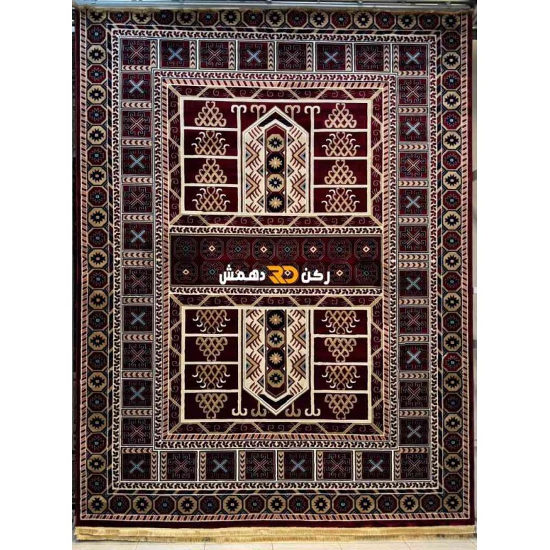Afghan silk rug soft 2004 red Bukhara style size 80*150