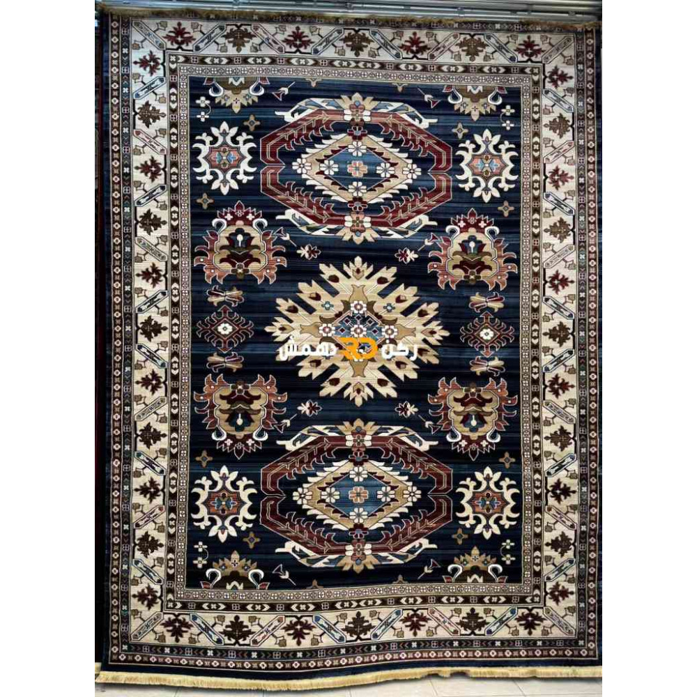 سجاد افغاني حرير ناعم بخارى 2007 كحلي مقاس 80*150